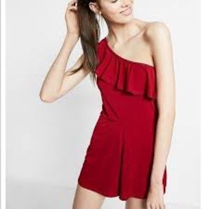 NWT red express one shoulder shorts romper size medium